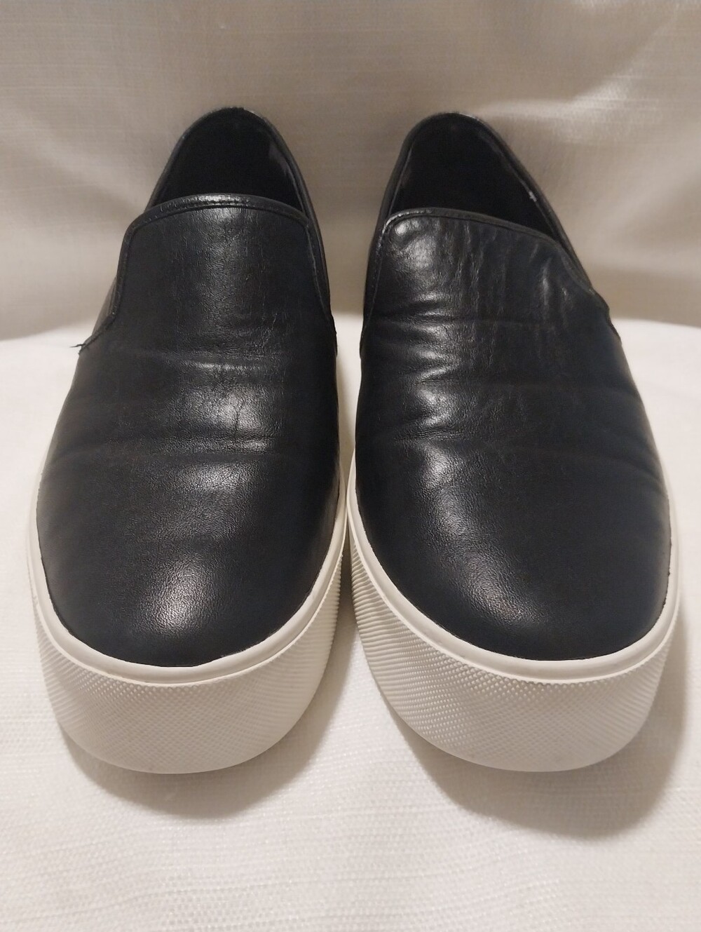 Vince Warren Black Leather Slip On Platform Casual Minimalist Sneaker